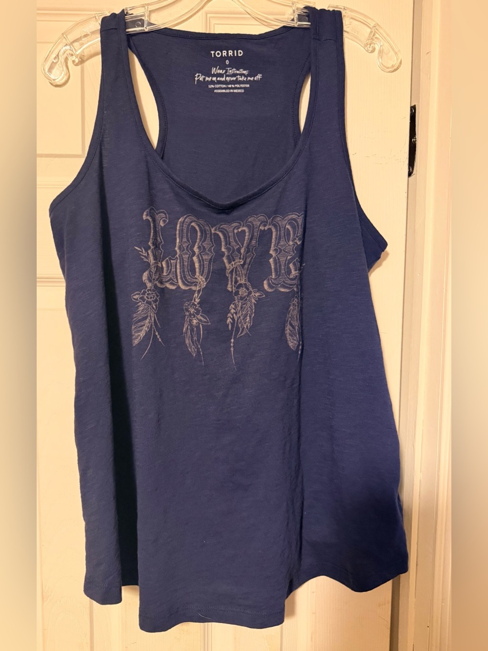 Women’s Plus Torrid Knit Tank Sz 0 Navy Blue Love Feather Racer Back